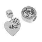 Individuality Beads Sterling Silver Mom Heart Charm & Crystal Family Tree Bead Set, Women's, Grey