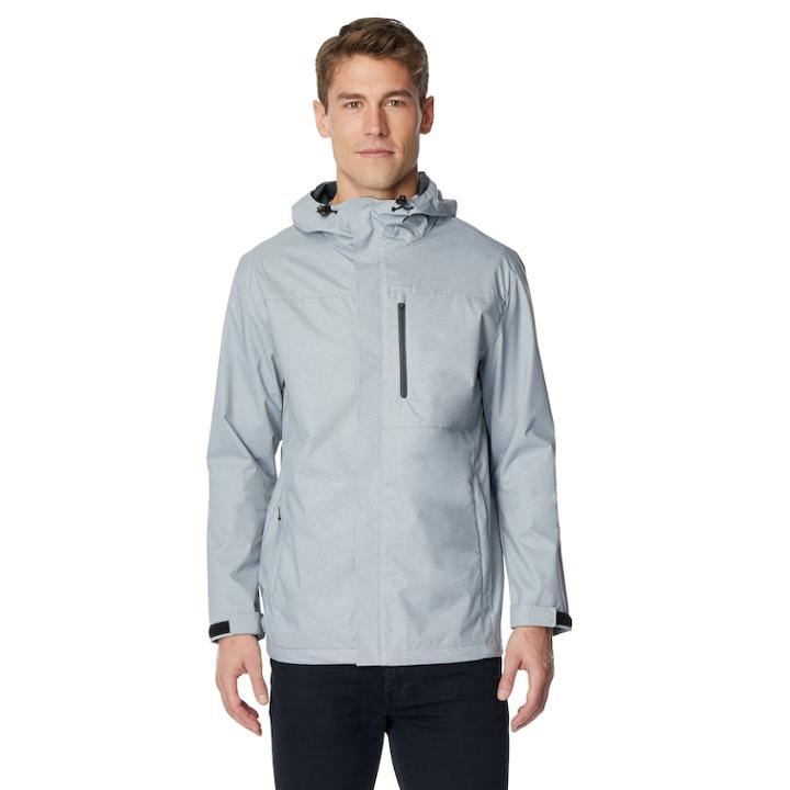 Men's Coolkeep Stretch Performance Hooded Rain Jacket, Size: Medium, Silver