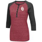 Women's Campus Heritage Oklahoma Sooners 3/4-sleeve Henley Tee, Size: Xl, Med Red