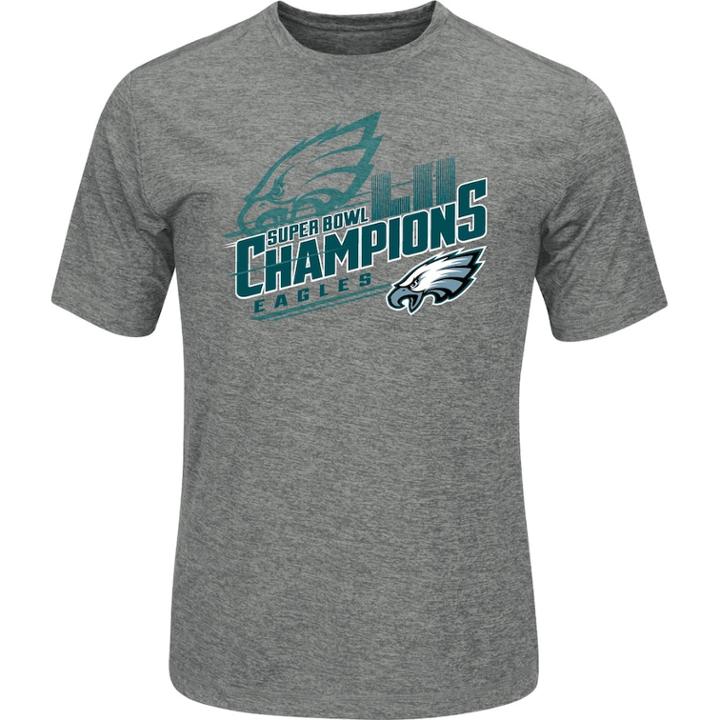 Men's Philadelphia Eagles Super Bowl Lii Champions Intimidating Tee, Size: Medium, Med Grey