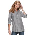 Women's Apt. 9&reg; Poplin Shirt, Size: Medium, Grey