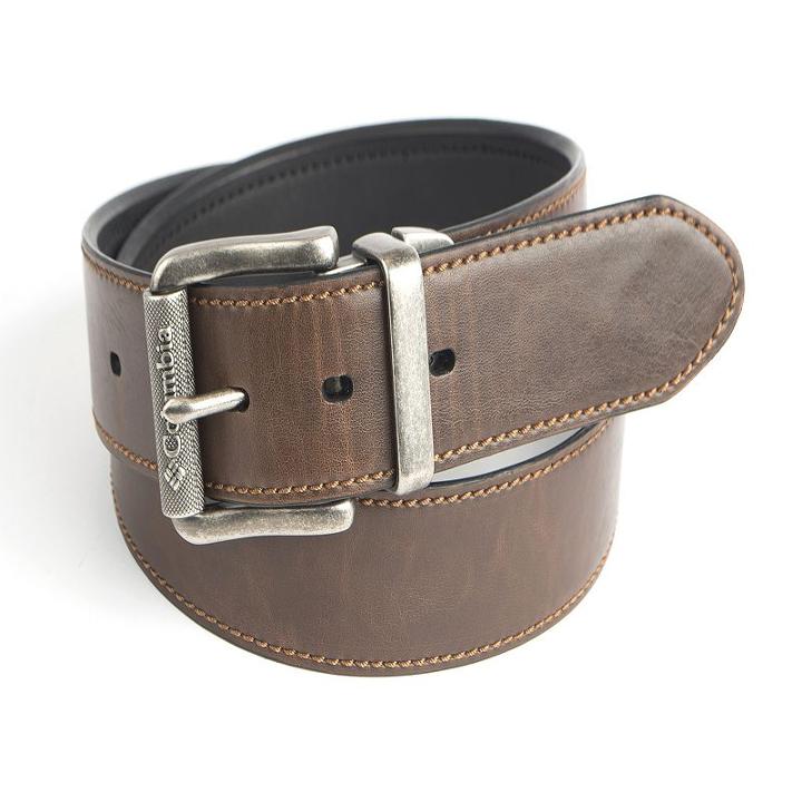 Men's Columbia Roller Logo Buckle Reversible Belt, Size: 36, Grey (charcoal)