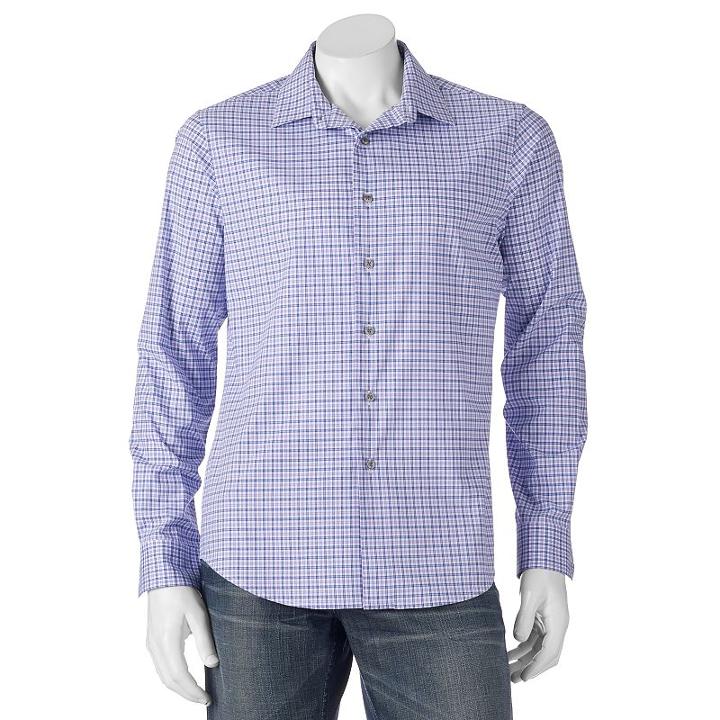 Apt. 9, Men's &reg; Slim-fit Stretch Button-down Shirt, Size: Xlg Slim, Blue