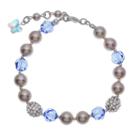 Crystal Avenue Silver-plated Simulated Pearl And Crystal Bracelet - Made With Swarovski Crystals, Women's, Size: 7, Blue