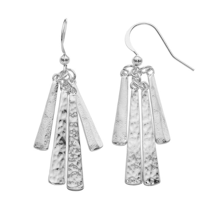 Apt. 9&reg; Silver Tone Textured Stick Drop Earrings, Women's