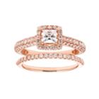 14k Gold 1 Carat T.w. Igl Certified Diamond Square Halo Engagement Ring Set, Women's, Size: 6.50, White