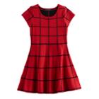 Girls 7-16 My Michelle Patterned Knit Sweater Skater Dress, Size: Xl, Red Black