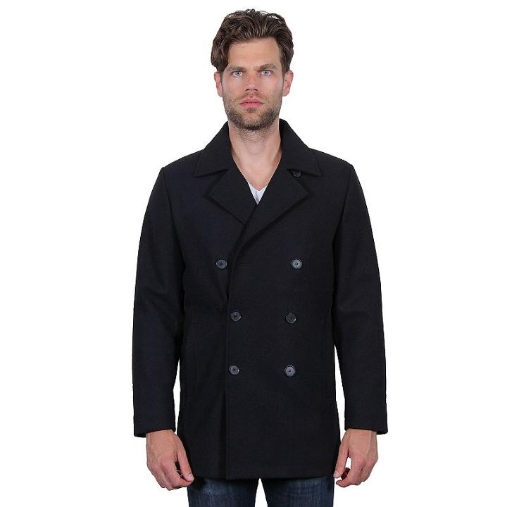 Men's Tahari Elements Double-breasted Wool-blend Waterproof Peacoat, Size: Xl, Black