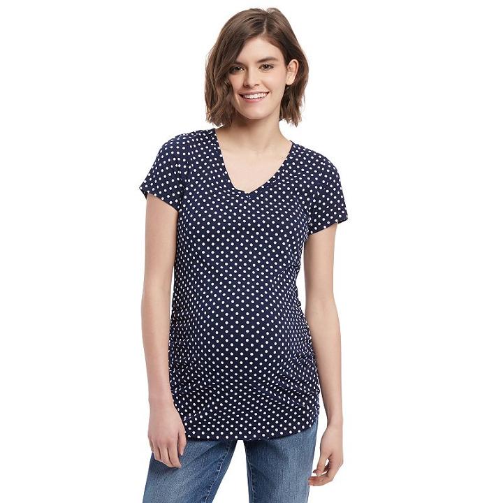 Maternity Oh Baby By Motherhood&trade; V-neck Ruched Tee, Women's, Size: Medium, Blue