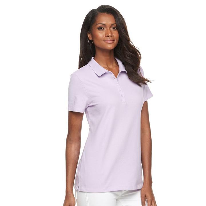 Women's Croft & Barrow&reg; Classic Solid Polo, Size: Medium, Lt Purple