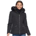 Juniors' Pink Envelope Faux-fur Quilted Puffer Jacket, Teens, Size: Small, Black
