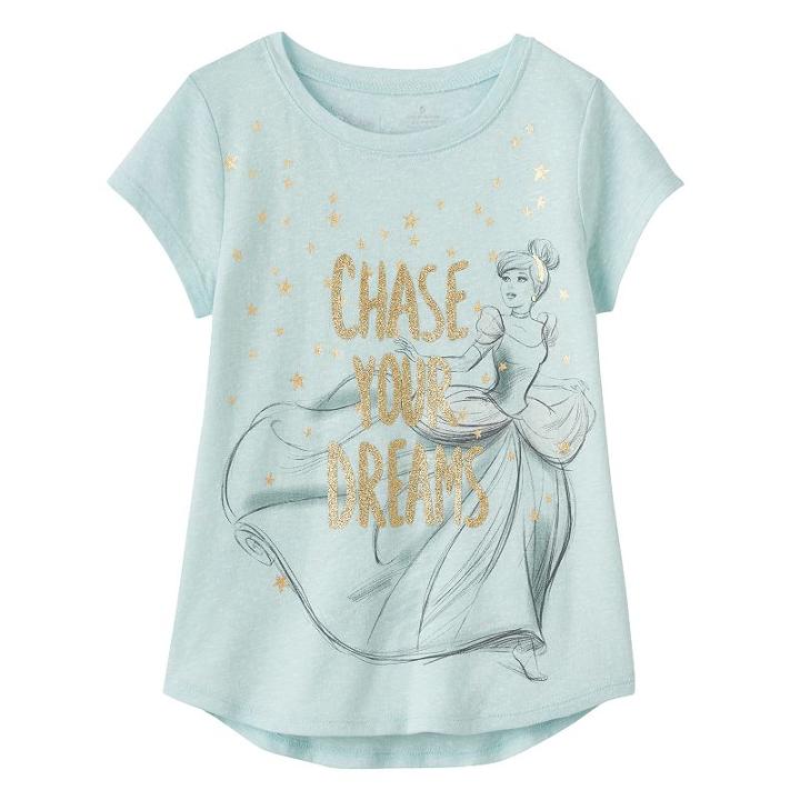 Disney's Cinderella Girls 4-10 Chase Your Dreams Shirttail Tee, Girl's, Size: 6x, Turquoise/blue (turq/aqua)
