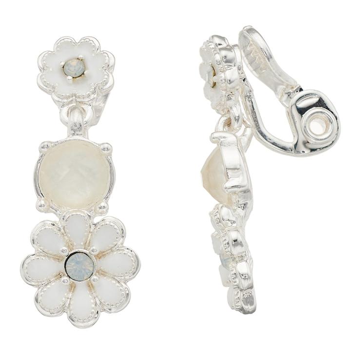 Napier Linear Floral Drop Earrings, Women's, White