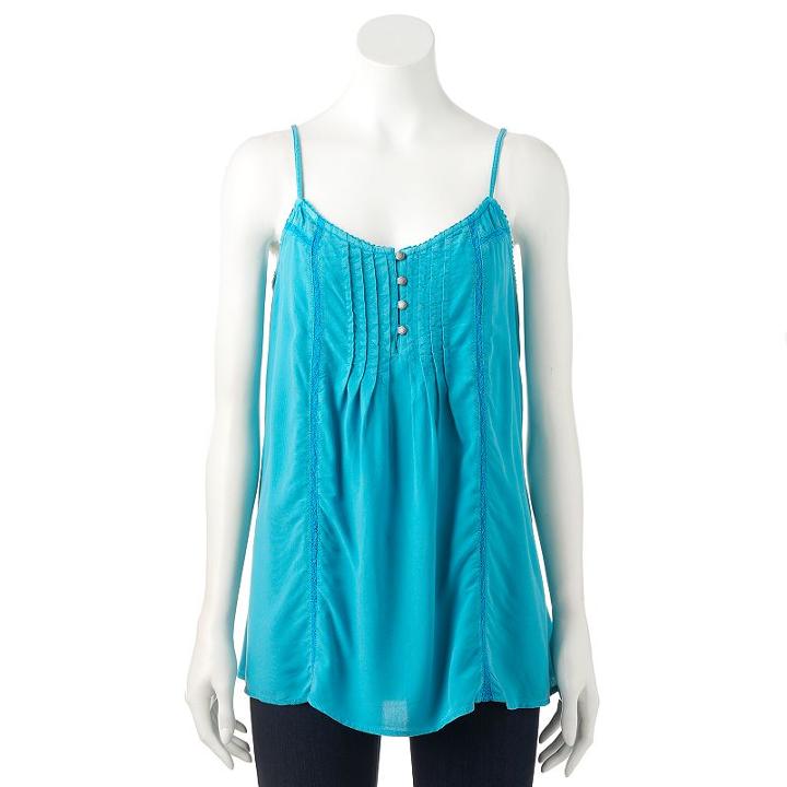 Women's Sonoma Goods For Life&trade; Pintuck Camisole, Size: Xl, Turquoise/blue (turq/aqua)