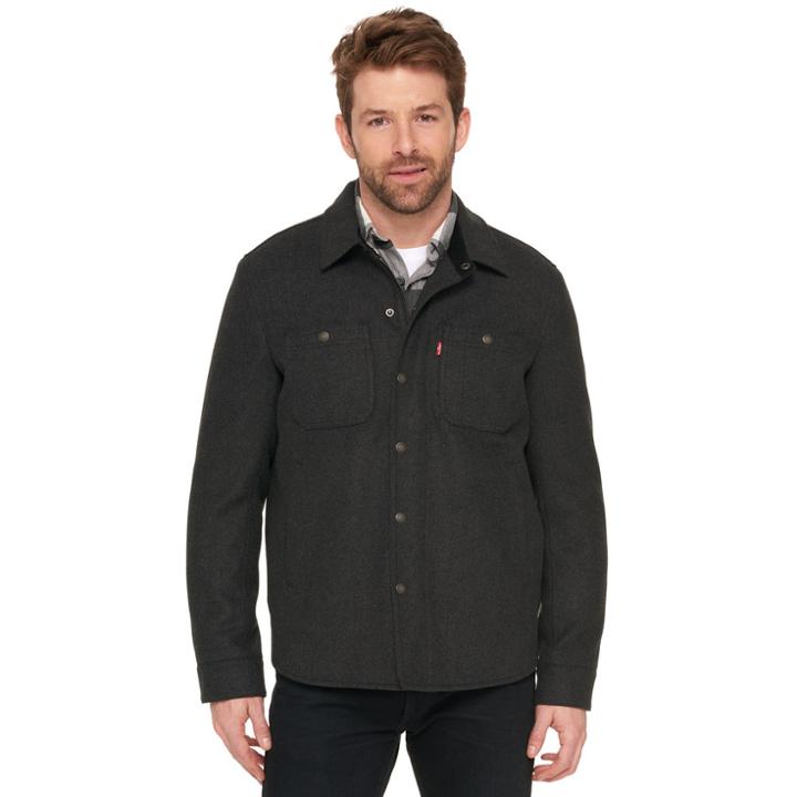 Men's Levi's&reg; Wool Shirt Jacket, Size: Small, Dark Grey