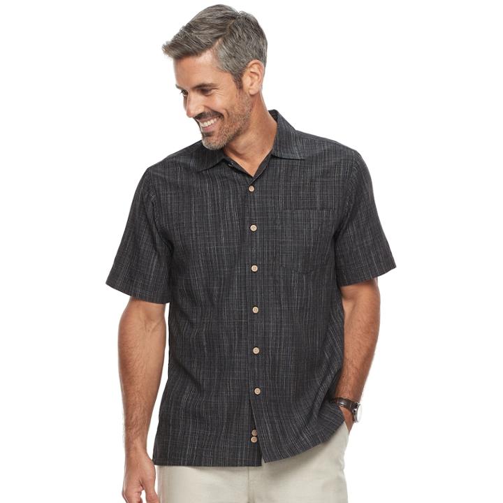 Men's Batik Bay Regular-fit Microfiber Button-down Shirt, Size: Large, Black