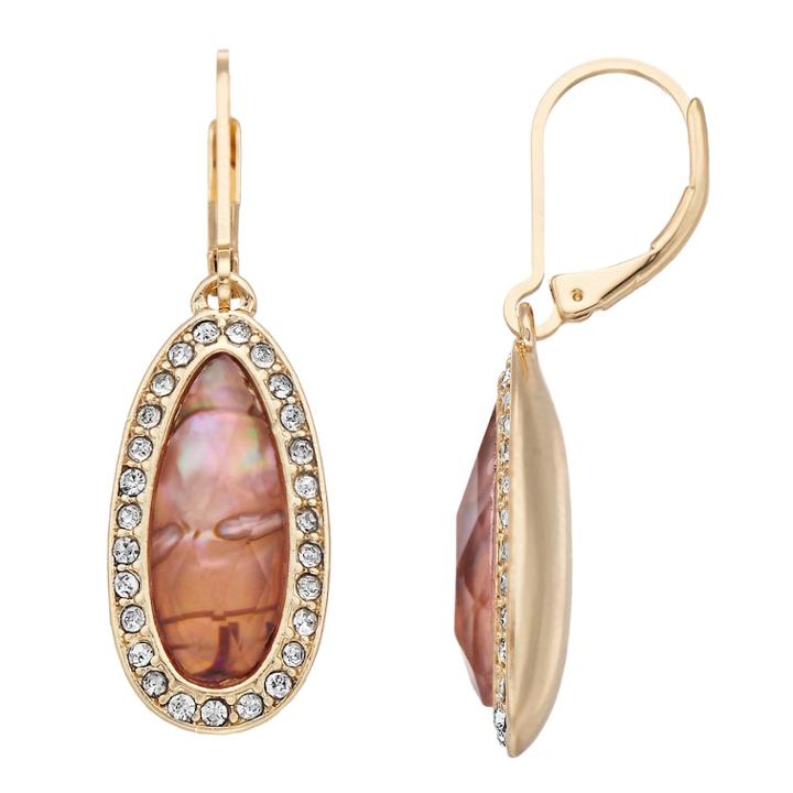 Dana Buchman Pave Stone Drop Earrings, Women's, Med Brown