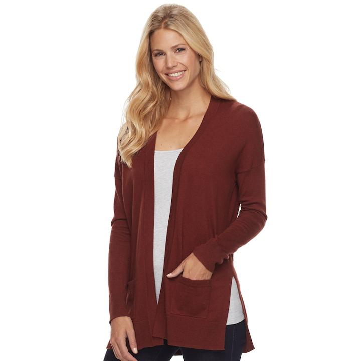 Women's Sonoma Goods For Life&trade; Slit Cardigan, Size: Xl, Red/coppr (rust/coppr)
