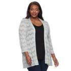 Plus Size Croft & Barrow&reg; Chevron Open-front Cardigan, Women's, Size: 1xl, Grey