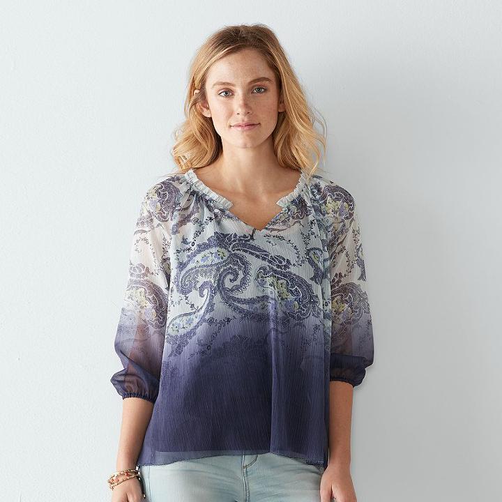 Women's Sonoma Goods For Life&trade; Crinkle Popover Top, Size: Xxl, Light Blue