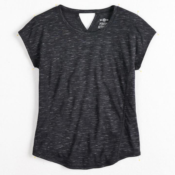 Girls 7-16 So&reg; Easy Coverstitch Performance Tee, Size: 7-8, Black