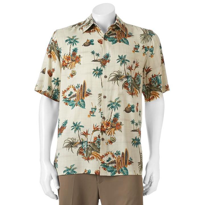 Men's Batik Bay Tropical Casual Button-down Shirt, Size: Xl, Natural