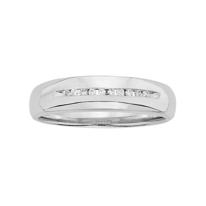 Men's 1/10 Carat T.w. Diamond Sterling Silver Band, Size: 8, White