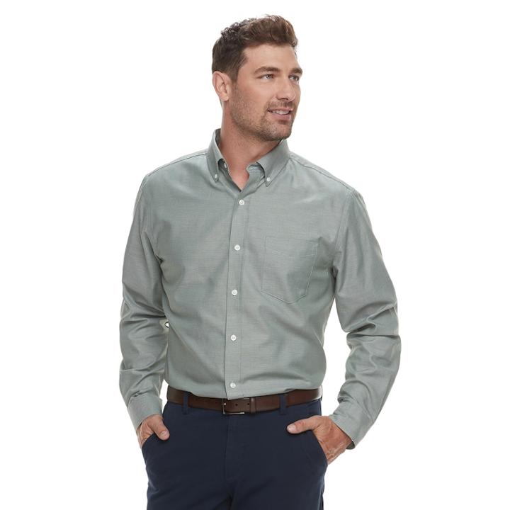 Men's Croft & Barrow&reg; Classic-fit Easy-care Button-down Shirt, Size: Small, Dark Green
