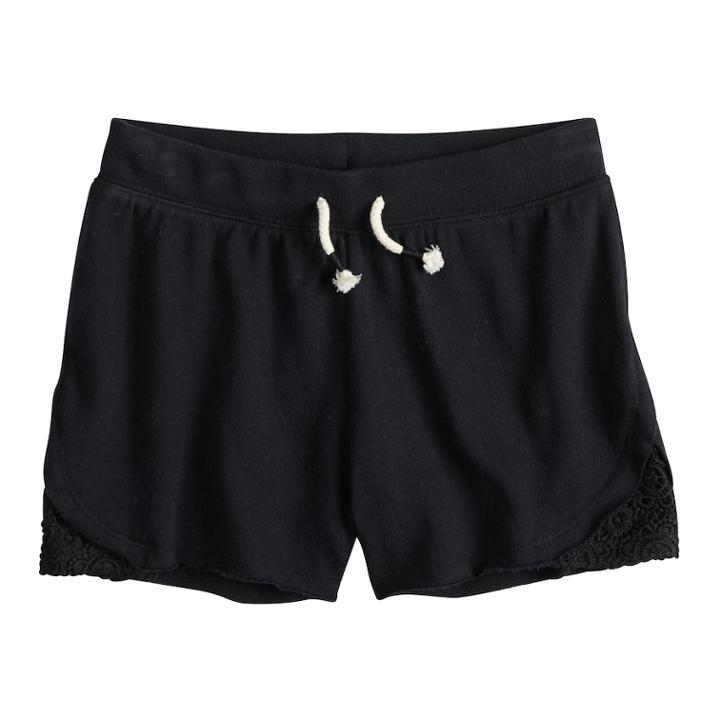 Girls 7-16 So&reg; Crochet Trim Shorts, Size: 14, Black