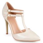 Journee Collection Tru Women's T-strap High Heels, Girl's, Size: Medium (9), White Oth