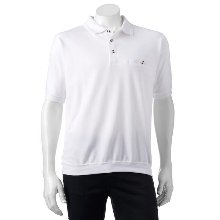 Men's Safe Harbor Solid Textured Banded-bottom Polo, Size: Small, White
