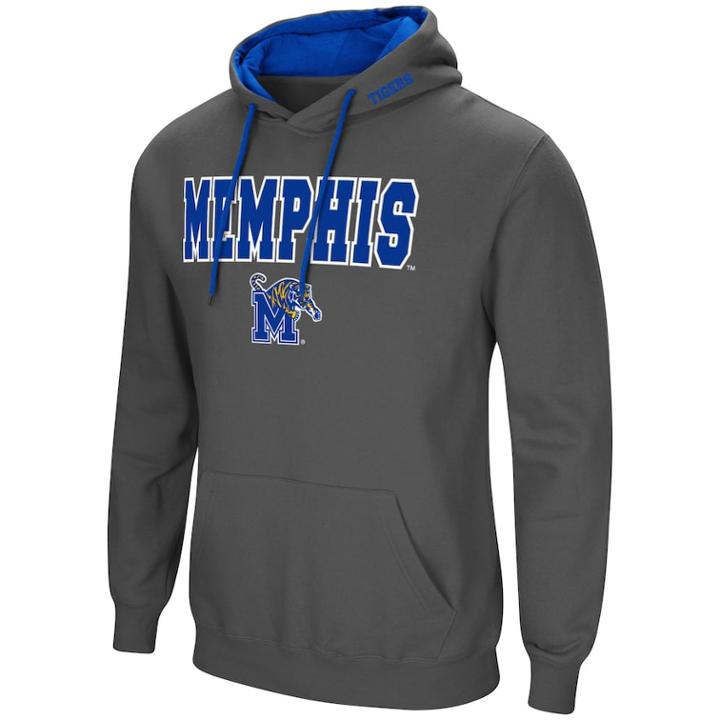 Men's Memphis Tigers Pullover Fleece Hoodie, Size: Xl, Med Grey