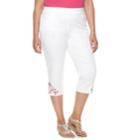 Plus Size Briggs Embroidered Capris, Women's, Size: 20 W, Natural