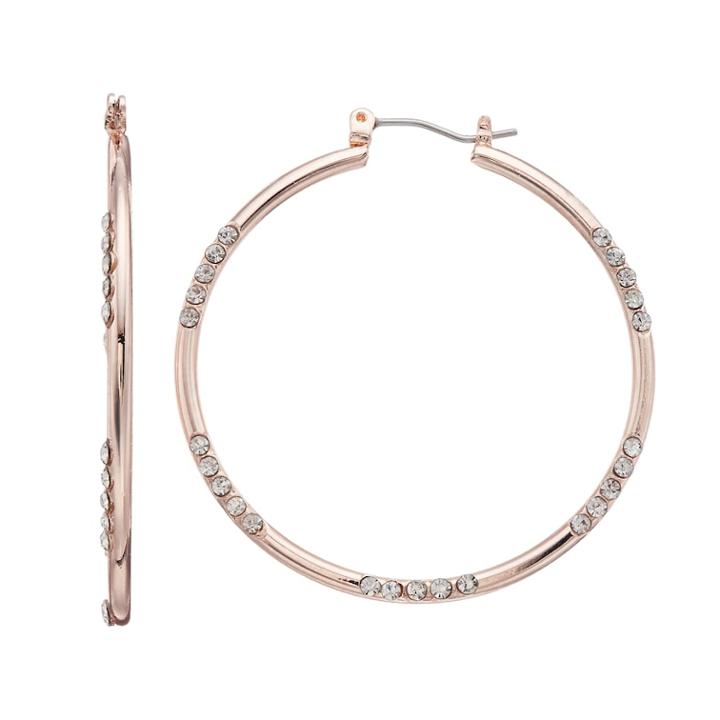 Simply Vera Vera Wang Rose Gold Tone Simulated Crystal Hoop Earrings, Women's, Pink