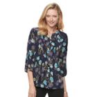 Women's Croft & Barrow&reg; Pintuck Button-down Top, Size: Large, Dark Blue