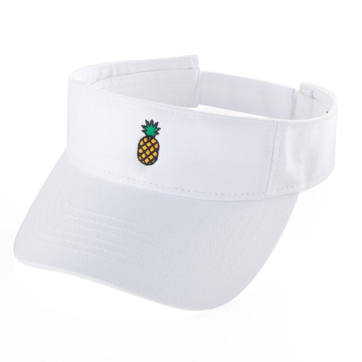 Women's Embroidered Pineapple Visor, White