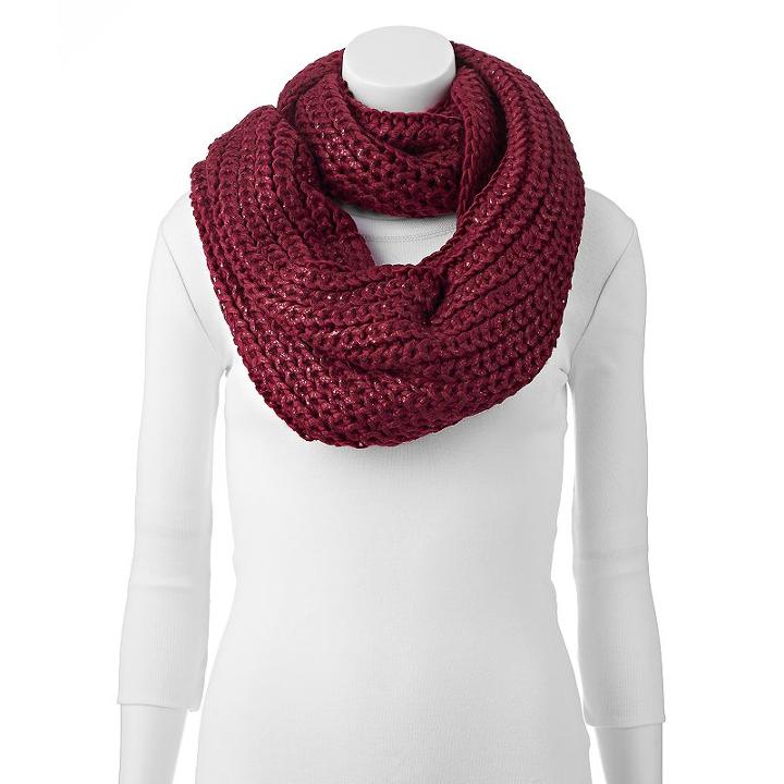 Keds Cable-knit Metallic Infinity Scarf, Women's, Red