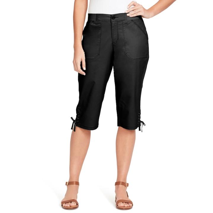 Petite Gloria Vanderbilt Luna Twill Skimmer Capris, Women's, Size: 6 Petite, Black