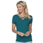 Juniors' So&reg; Solid Crisscross Tee, Teens, Size: Medium, Green