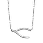 Journee Collection Cubic Zirconia Sterling Silver Wishbone Pendant Necklace, Women's, Size: 18, White