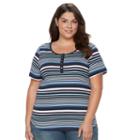 Plus Size Croft & Barrow&reg; Henley Tee, Women's, Size: 2xl, Blue