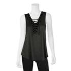 Junior's Iz Byer Lace-up Tank, Size: Large, Dark Grey