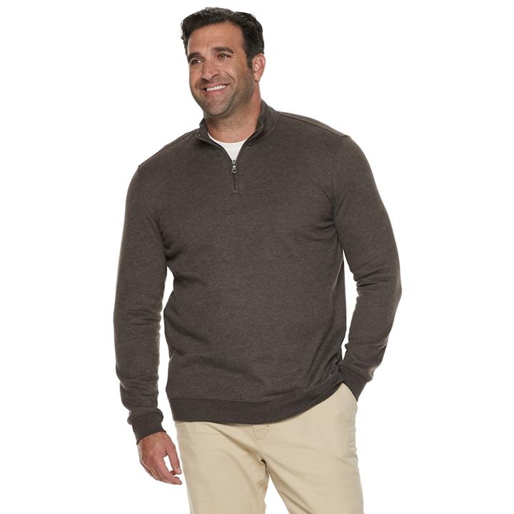 Big & Tall Croft & Barrow&reg; Classic-fit Easy-care Quarter-zip Pullover, Men's, Size: Xxl Tall, Dark Brown