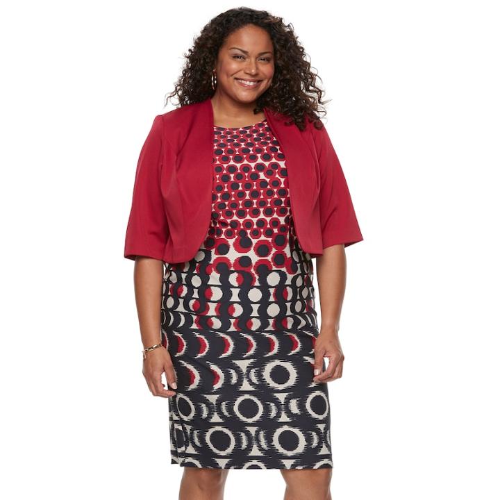 Plus Size Maya Brooke Jacket And Dress Set, Women's, Size: 18w T/l, Red