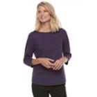 Petite Croft & Barrow&reg; Print Boatneck Top, Women's, Size: M Petite, Oxford
