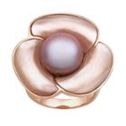 14k Rose Gold Over Silver Dyed Freshwater Cultured Pearl And Mother-of-pearl Flower Ring, Women's, Size: 7, Pink