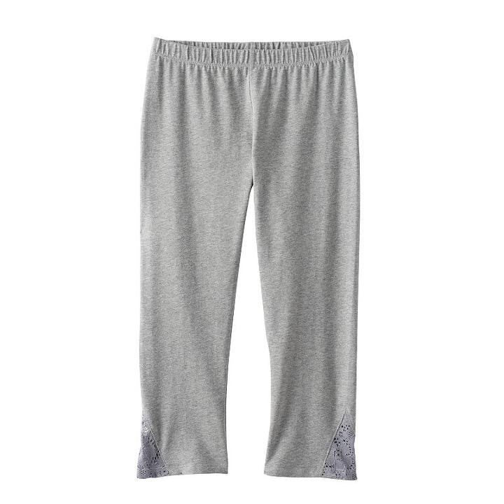 Girls 7-16 & Plus Size So&reg; Lace Side Capri Leggings, Girl's, Size: 18 1/2, Med Grey