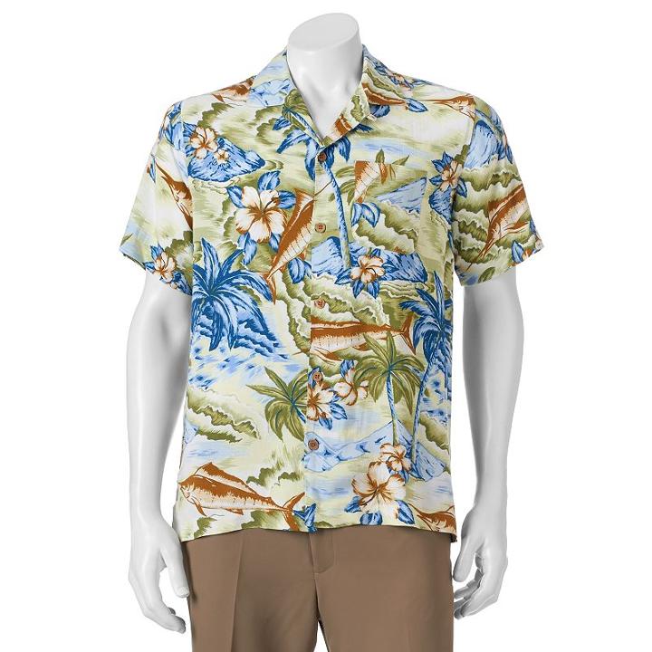 Caribbean Joe, Men's Casual Tropical Button-down Shirt, Size: Xl, Green Oth