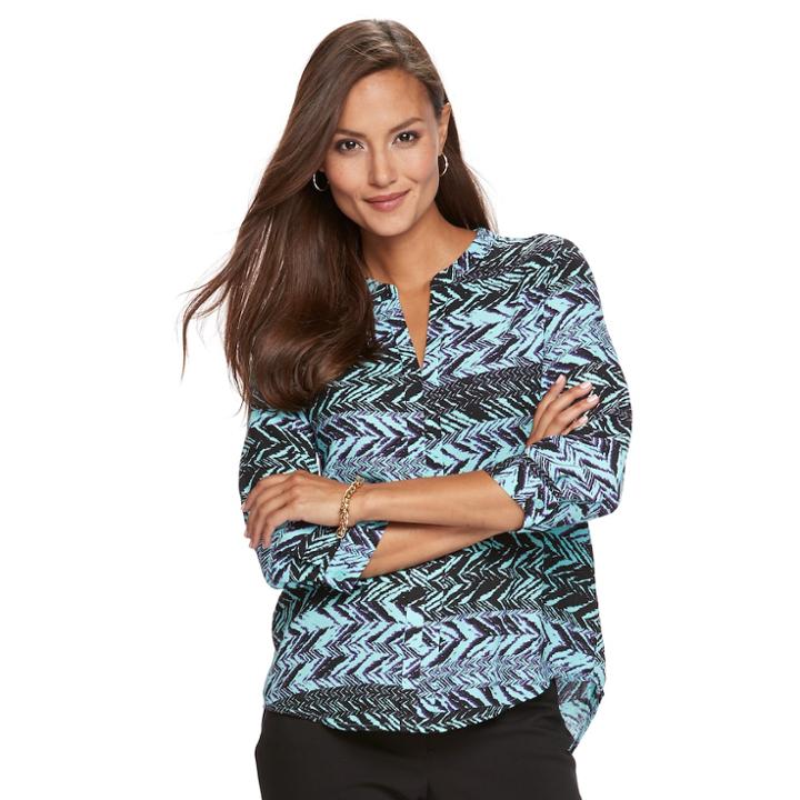 Women's Dana Buchman Woven Popover Top, Size: Xs, Brt Blue