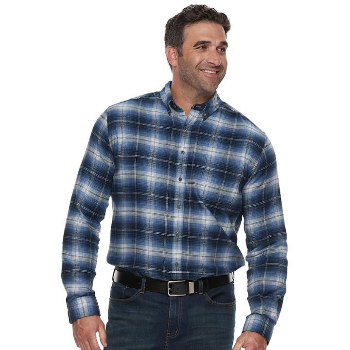 Big & Tall Croft & Barrow&reg; Regular-fit Flannel Woven Button-down Shirt, Men's, Size: Xl Tall, Dark Blue